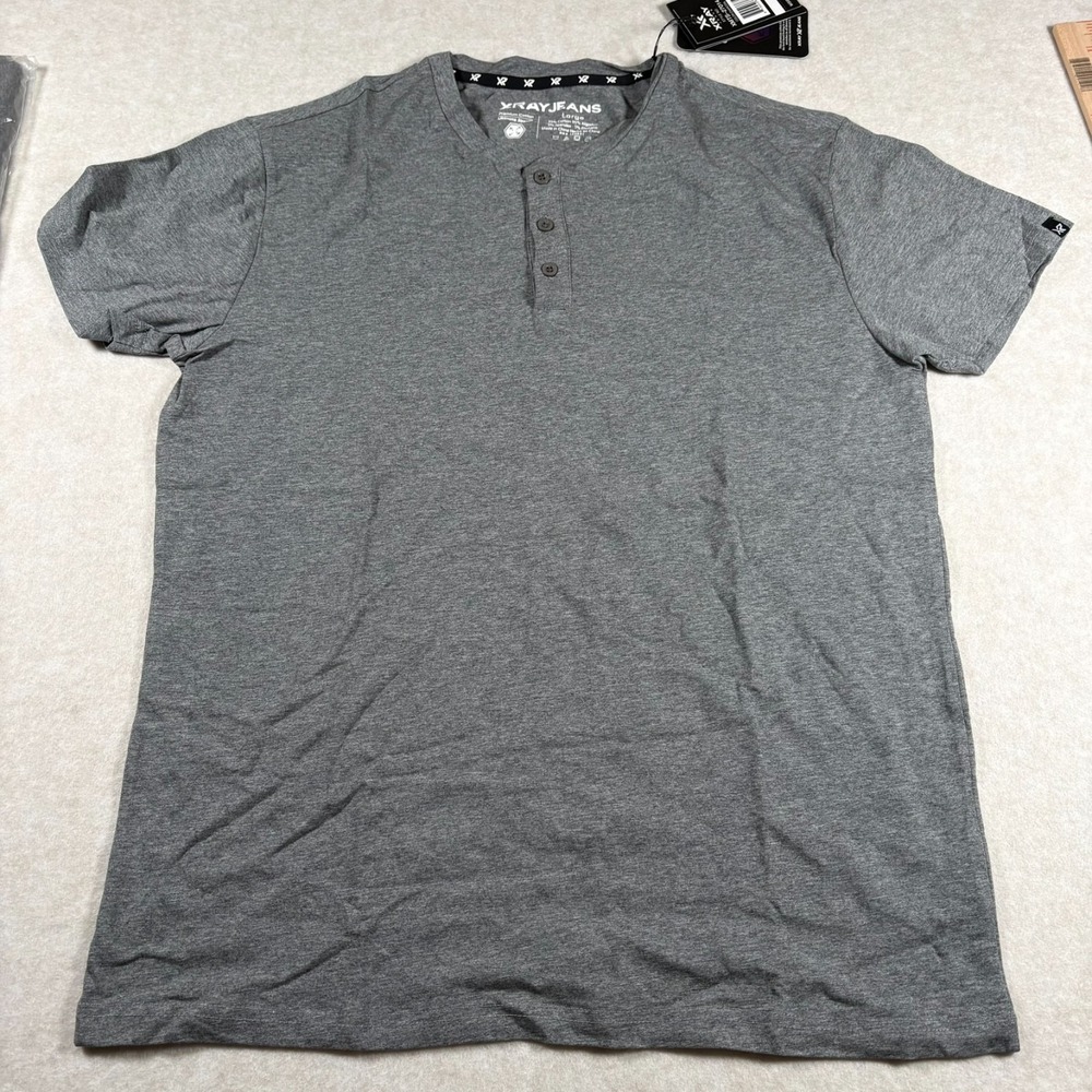 XRAY Mens V Neck T Shirt Large Charcoal Cotton 2 Pack Bundle NWT Basic Tee